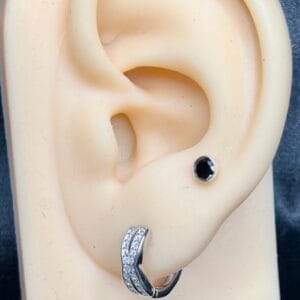 Black Stud & Crystal Hoop Earring Set