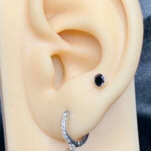 Black Stud & Crystal Butterfly Hoop Earrings Set