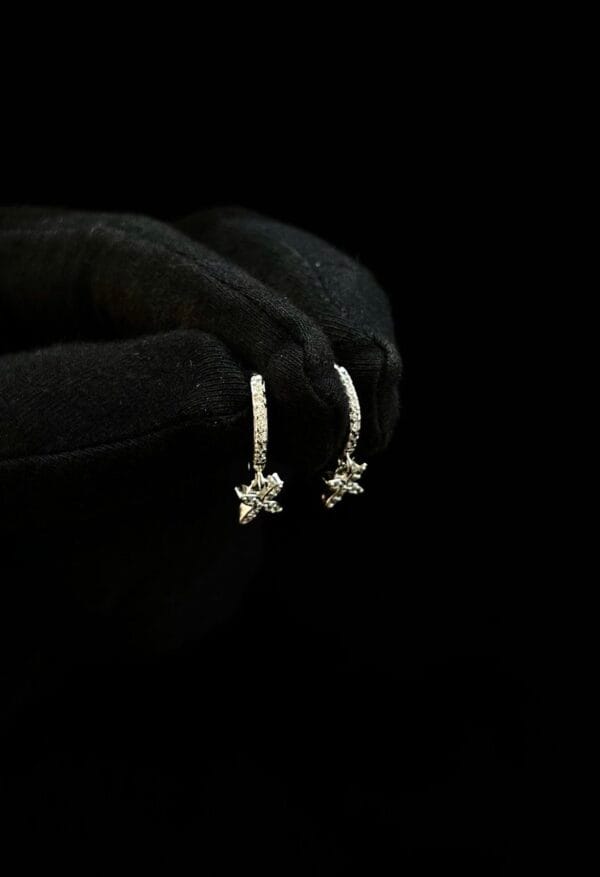 Black Stud & Crystal Butterfly Hoop Earrings Set