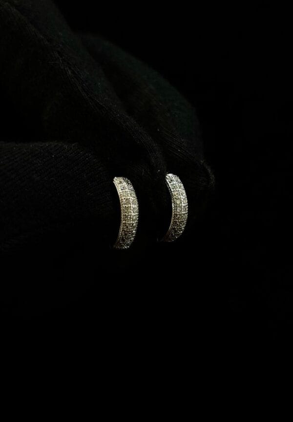 Elegant Black Stone Stud with Pave Crystal Hoop Earrings