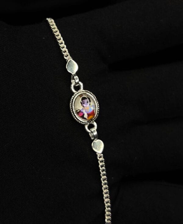 Lord Krishna Silver Charm Rakhi