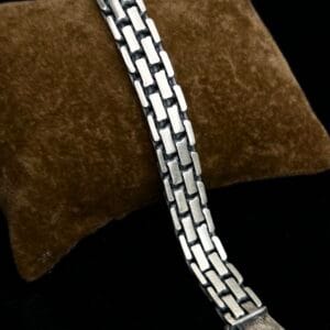 Industrial Grid Link Bracelet – Matte Silver Finish