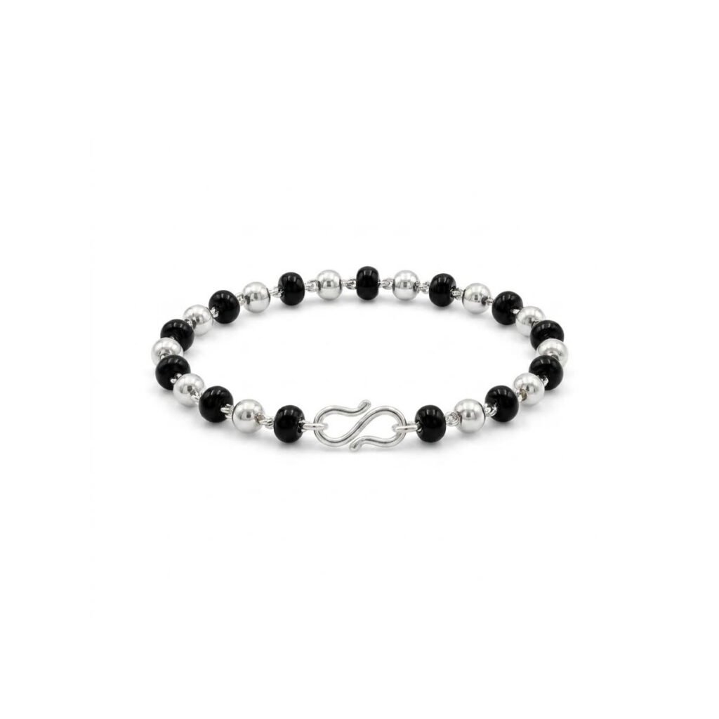 Onyx Silver Beaded Bracelet
