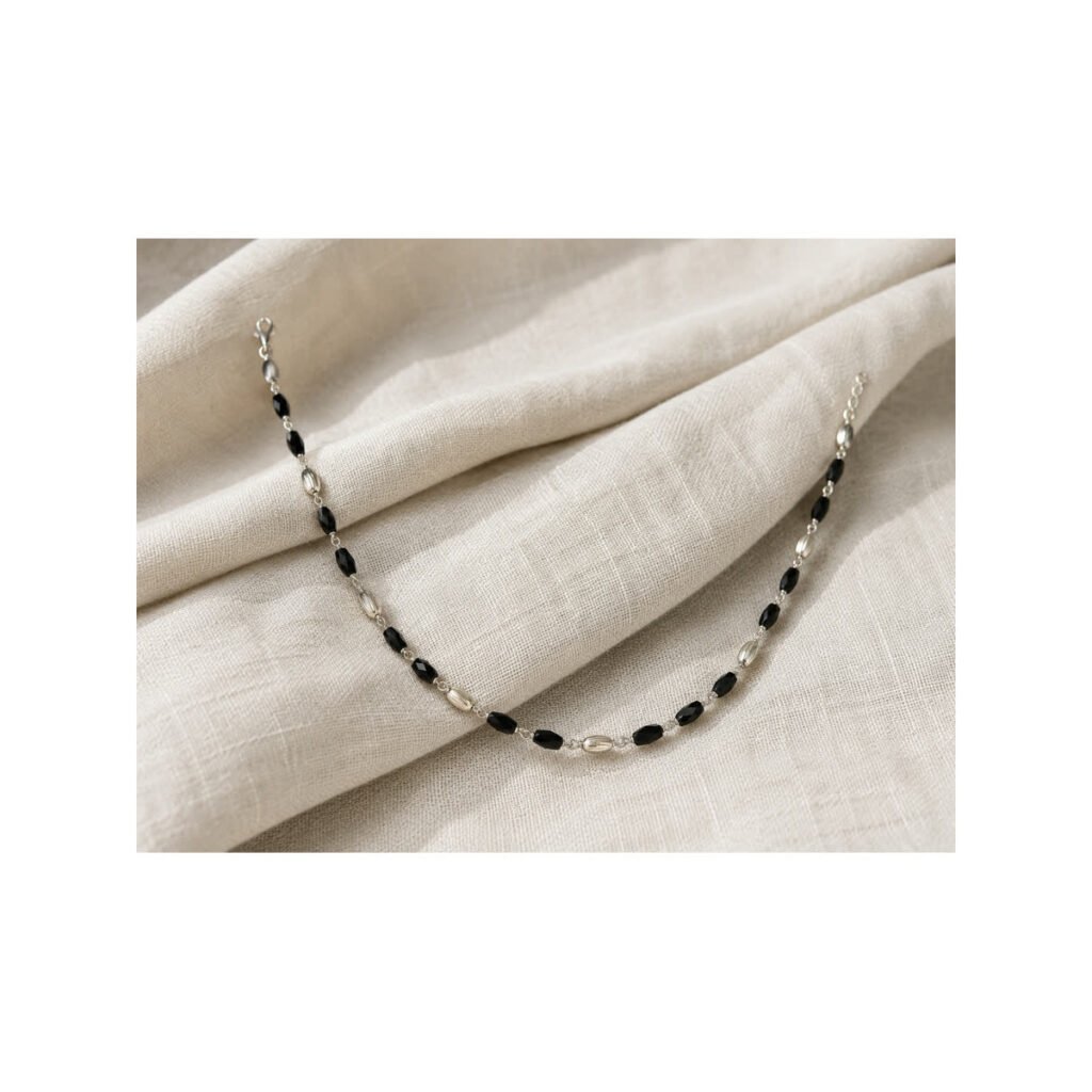 Black Beaded Chain Anklet