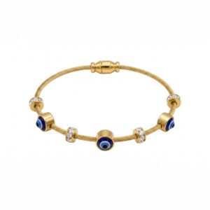gold plated evil eye cable bangle