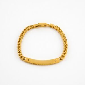 gold plated id bar curb bracelet