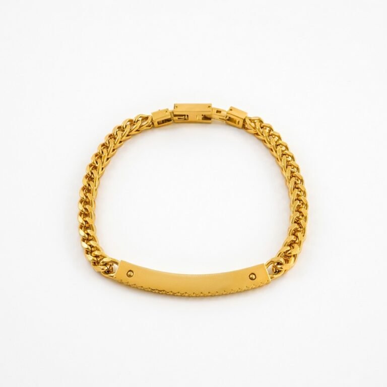 gold plated id bar curb bracelet