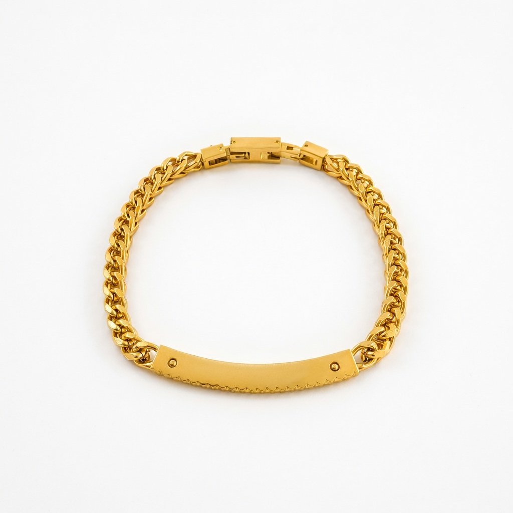 Gold-Plated ID Bar Curb Bracelet