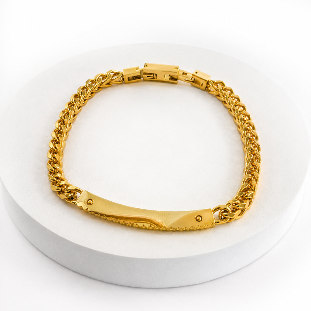 Gold-Plated ID Bar Curb Bracelet