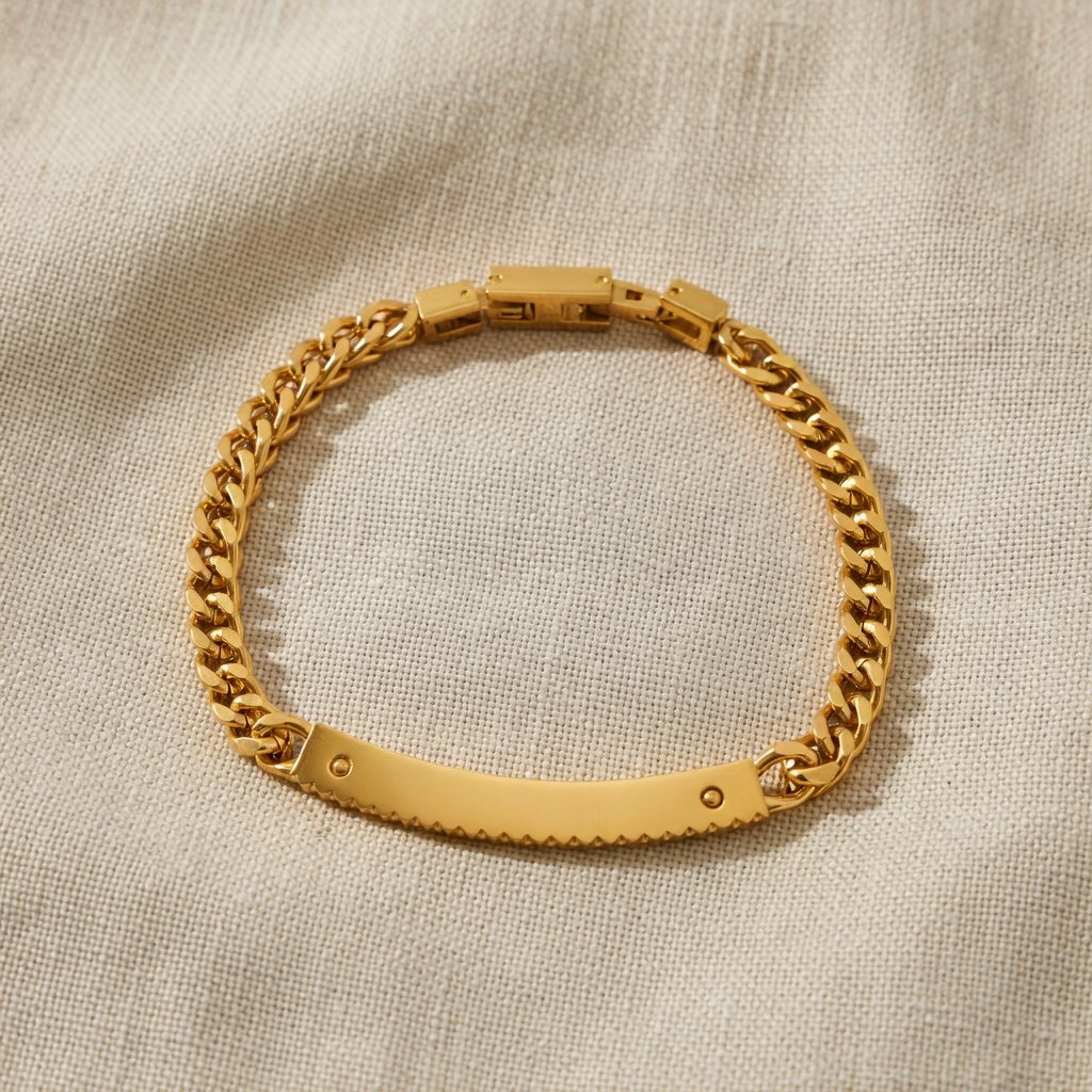 Gold-Plated ID Bar Curb Bracelet