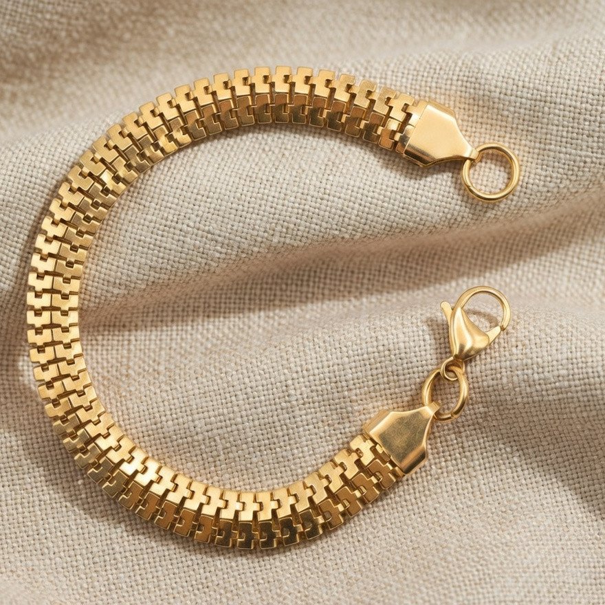 Gold-Plated Watch-Link Bracelet