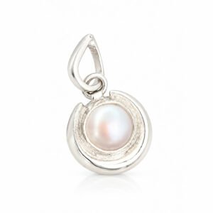 Silver Moti Crescent-Frame Pendant