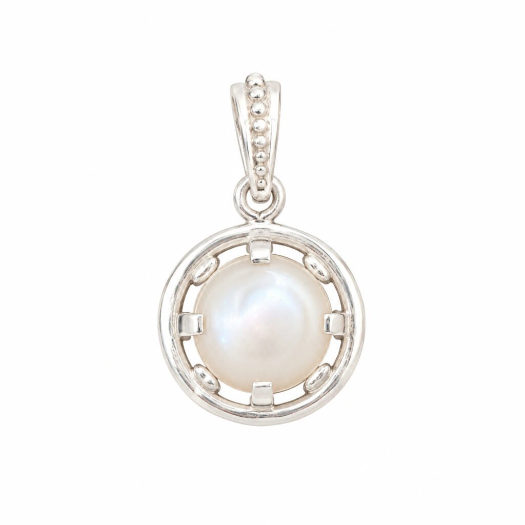 Silver Moti Ring-Frame Pendant