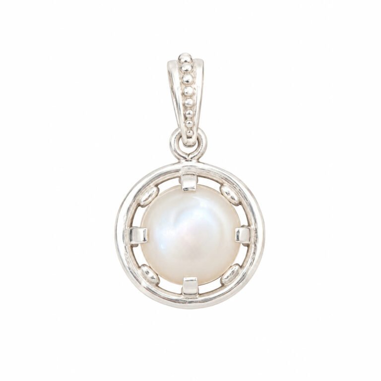 Silver Moti Ring-Frame Pendant