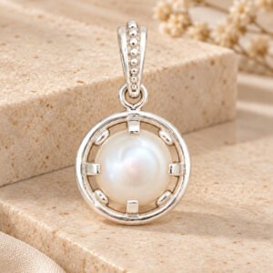Silver Moti Ring-Frame Pendant - styled shot