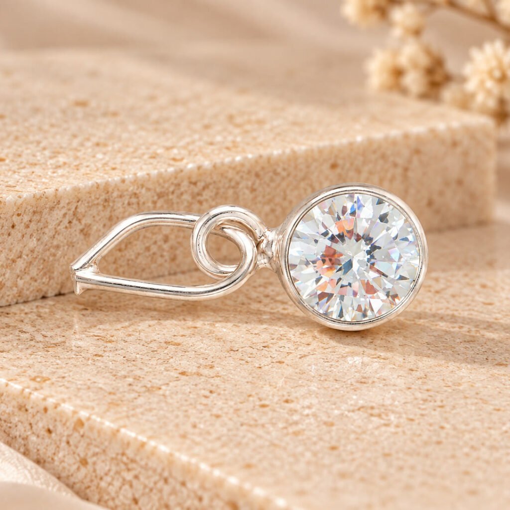 Silver Round Solitaire Pendant