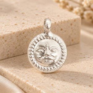 Silver Surya (Sun Face) Pendant - styled shot
